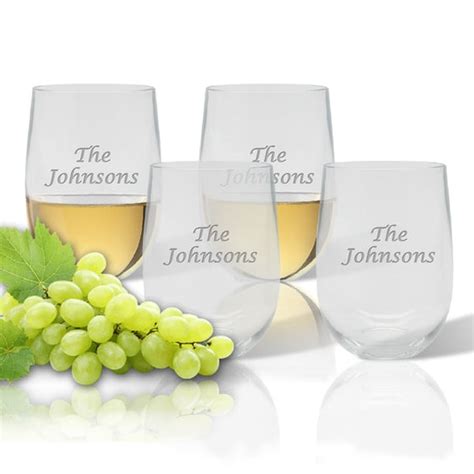 Monogram Stemless Wine Glasses ~ Set Of 4