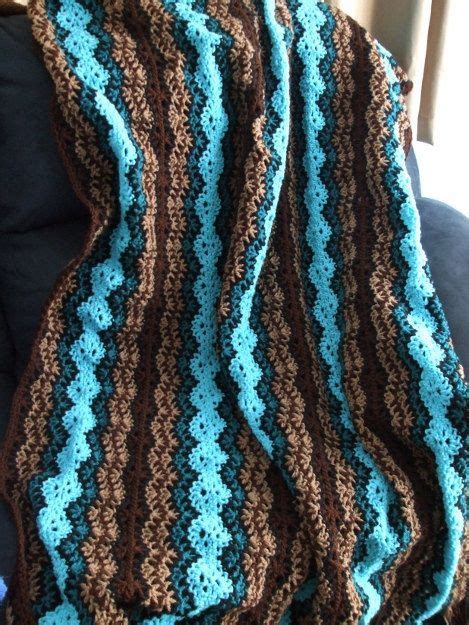 Reserved For Cynthia Striped Afghan In Brown Turquoise And Etsy
