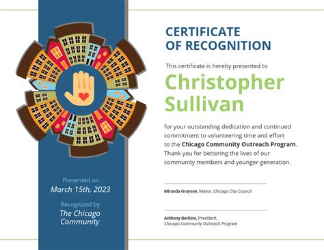 Community Volunteer Certificate Of Recognition Template