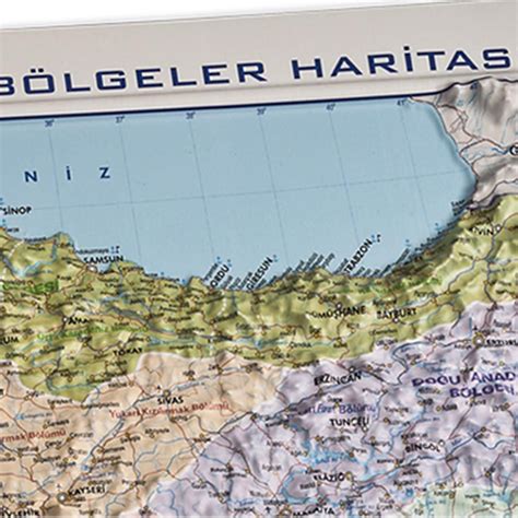 Kabartma Türkiye Coğrafi Bölgeler Haritası 35x50 cm Fiyatı ve Özellikleri