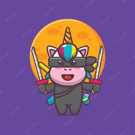 Premium Vector Cute Unicorn Ninja Cartoon Icon Vector Illustration