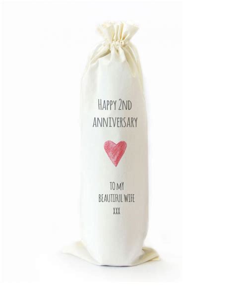 If you're on the hunt to find a wedding gift that will leave any couple in awe, you've come to the right place. Cotton 2nd Anniversary Gift Wine / Champagne Bottle Bag for Wife / Her | WithCongratulations