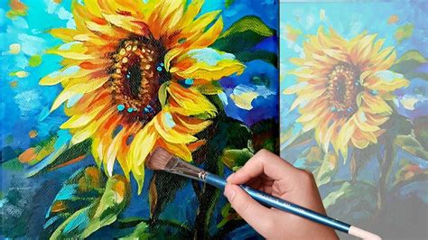 Step By Step Guide Painting A Beautiful Sunflower With Acrylics