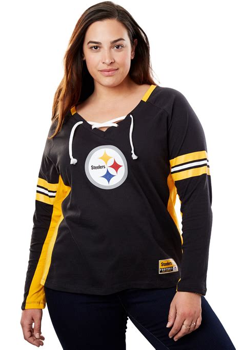Nfl Team Lace Up Tee Womens Plus Size Clothing Steelers Women