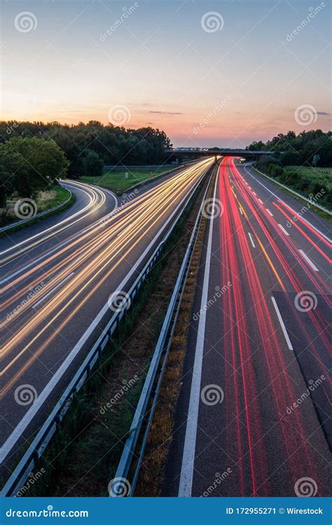 Vertical Timelapse Shot Of Cars Driving On The Highway Stock Image
