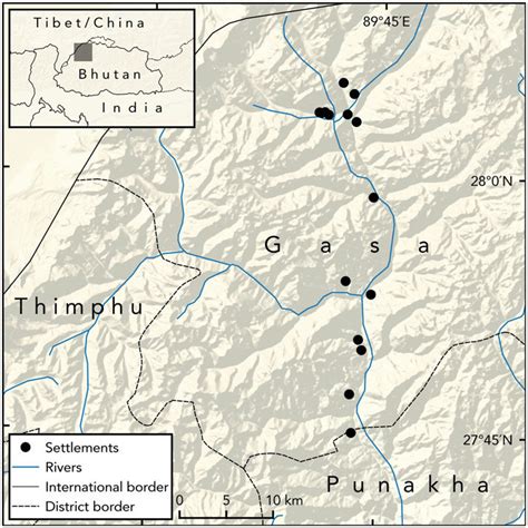 The Locations Of Villages In Jigme Dorji National Park Jdnp Bhutan