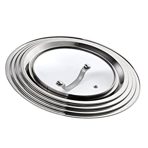 Cook N Home Stainless Steel With Glass Center Universal Lid Fits 8 10
