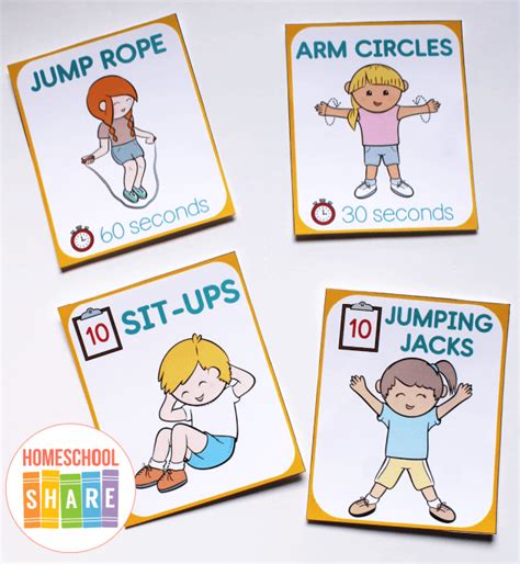 Free Printable Exercise Flashcards Homeschool Share