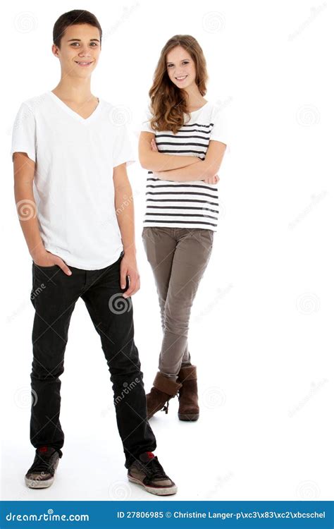 Twee Gelukkige Trendy Tieners Stock Afbeelding Image Of Meisje