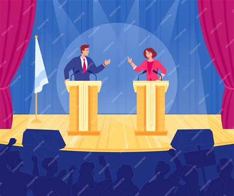 Premium Vector Political Debates In Audience Government Candidate Speech Of Politician