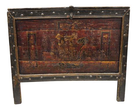 19th Century Asian Red Lacquer Tibetan Mongolian Painted Blanket Chest | Red lacquer, Blanket ...