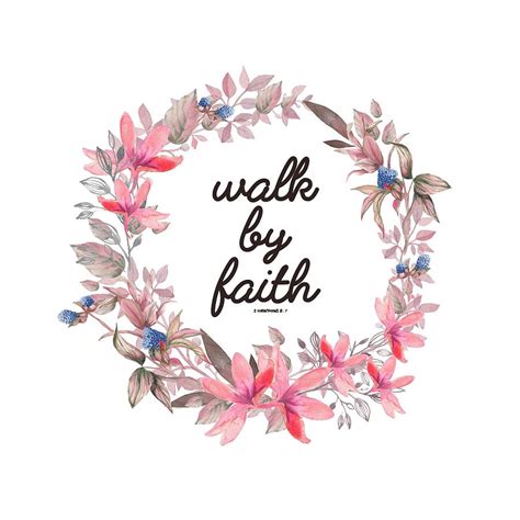 Christian Bible Verse Quote Floral Typography Walk By Faith Painting