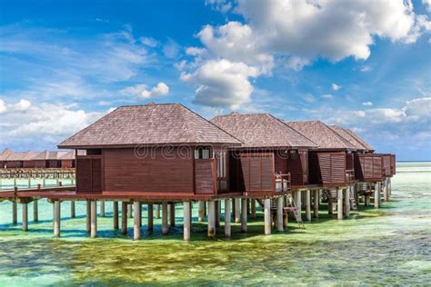 Water Villas Bungalows In The Maldives Stock Image Image Of