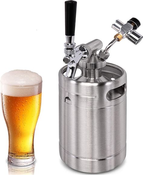 Pressurized Beer Mini Keg System 64oz Stainless Steel Growler Tap