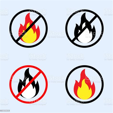 Flammable Inflammable Substances Fire Signs Vector Stock Illustration