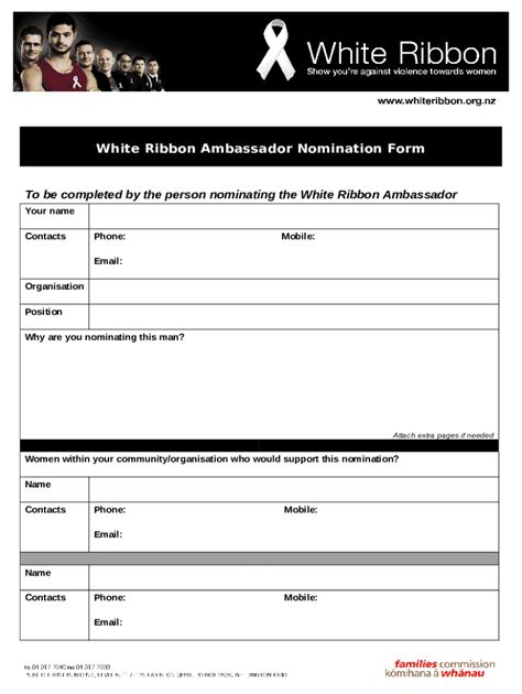White Ribbon Ambassador Nomination Doc Template Pdffiller
