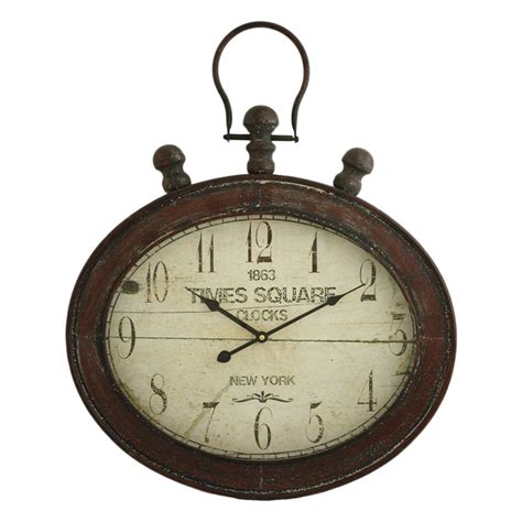Shop Remington Distressed Red Metal Oval Wall Clock Free Shipping