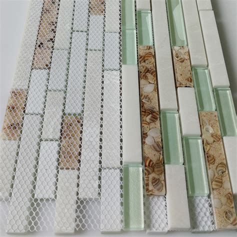 Art3d Decorative Glass Tile Geniune Shell And Conch Mosaic Tile For