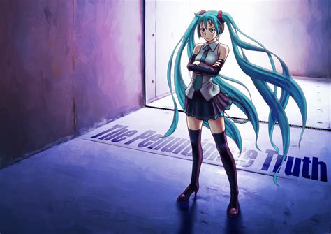 Hatsune Miku Thighhighs Twintails Vocaloid Wokada Anime Wallpapers