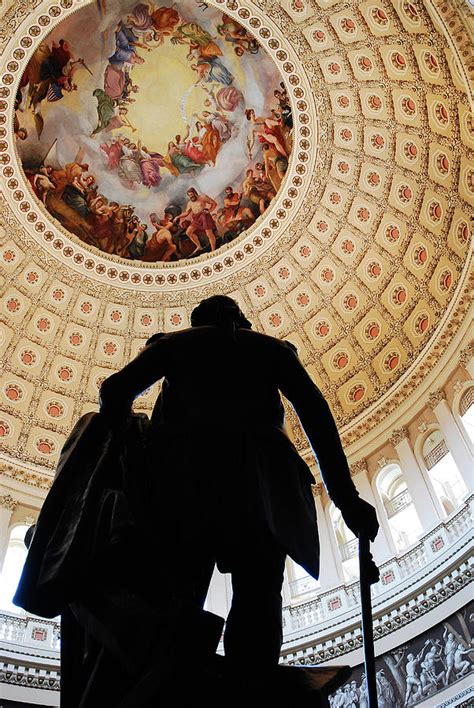 Statue Of George Washington Inside The Rotunda Of The Us Capitol