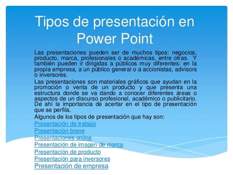 Tipos De Presentación En Power Point Salomon Madrid 1