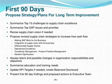 Vice President Supply Chain 90 Day Plan