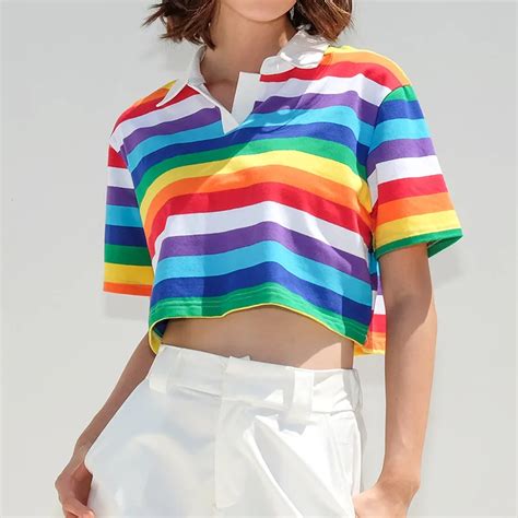 LGBT Pride Rainbow Collared Crop Top Queerks