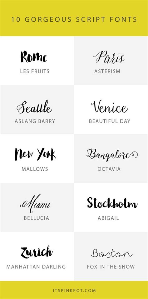10 Gorgeous Script Fonts Pinkpot Studio Script Fonts Typography