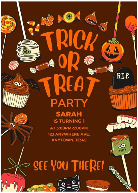 Free Editable Pdf Halloween Trick Or Treat Birthday Invitation Templates Free Printable