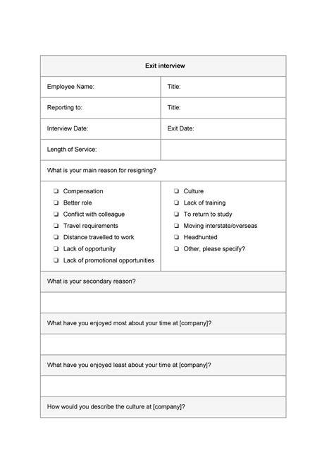 40 Best Exit Interview Templates And Forms Templatelab