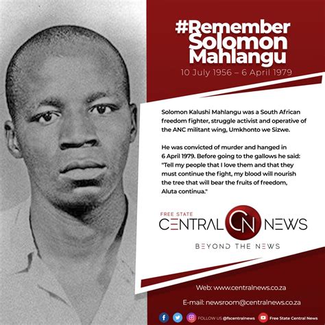 Solomon Mahlangu Remembered Central News South Africa
