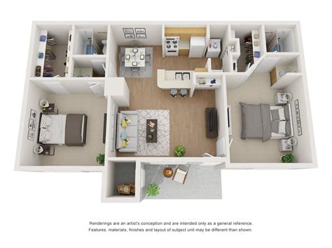 B2 (2x2) | 2 Bed Apartment | The Brazos Apartments