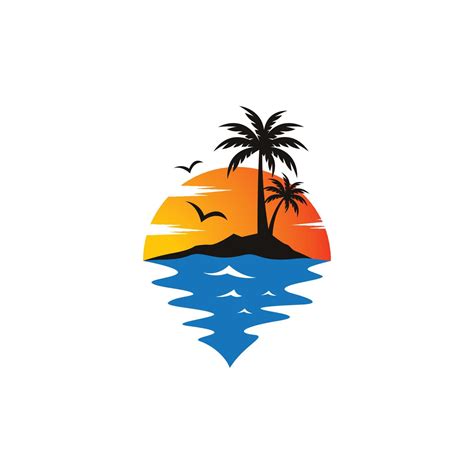 Sunset Beach Logo Vector Icon 14665092 Vector Art At Vecteezy