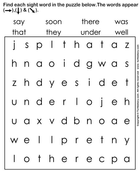 Our puzzles are more challenging, they have more overlapping words, large, clear print and they are cenetered around themes you care about. Find and Circle the Sight Words Worksheet - Turtle Diary