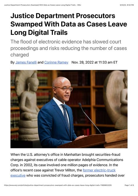 Justice Department Prosecutors Swamped With Data as Cases Leave Long