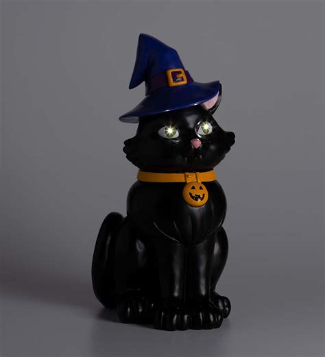 Indooroutdoor Lighted Black Cat Shorty Halloween Statue Plow And Hearth