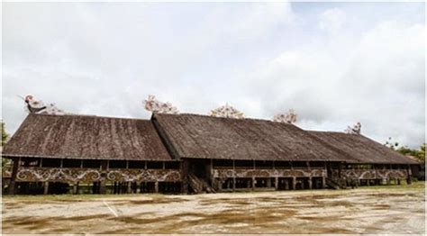Rumah adat suku dayak ini dibuat menggunakan kayu ulin. Rumah Adat Lamin Asal Suku Dayak Kalimantan Timur - Pesona ...