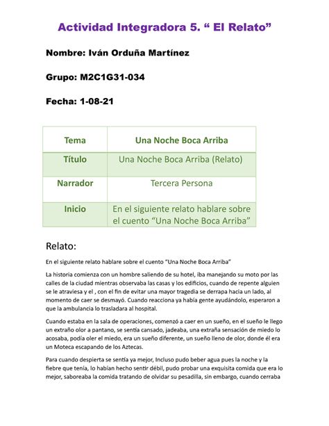 Orduña Martínez Iván M2s3ai5 Actividad Integradora 5 “ El Relato