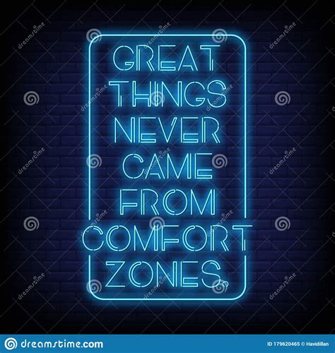 Great Things Never Came From Comfort Zones Neon Signs Style Text Vector Stock Vector