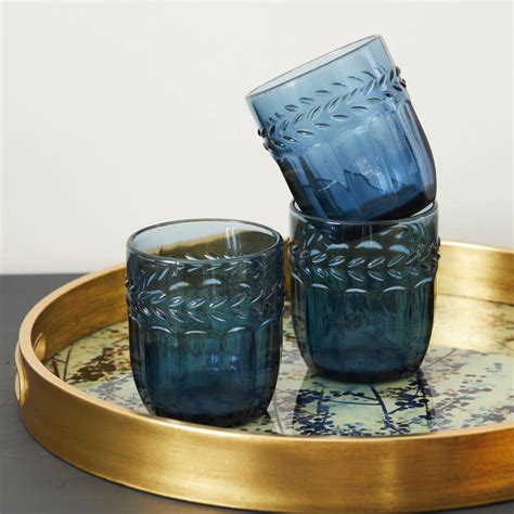 Decorative Glass Tumbler Blue Or Clear By Primrose And Plum