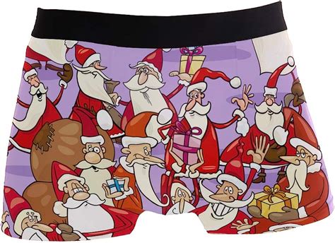 Zzkko Cartoon Santa Claus Christmas Mens Underwear Boxer Briefs Breathable Multi At Amazon Men