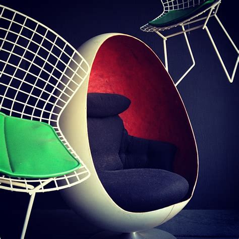 Mid Century Modern Egg Chair And Knoll Bertoia Side Chairs Flickr