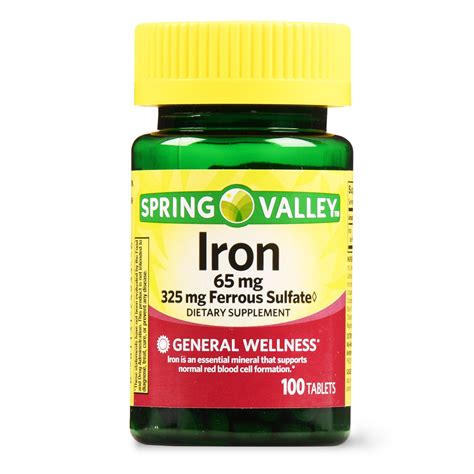 Spring Valley Iron Tablets 65 Mg 100 Count