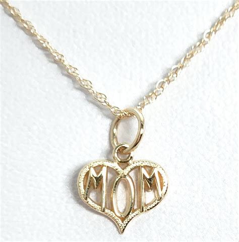 Mom Heart Charm Necklace In 10k Yellow Gold Jewelry By Glassando