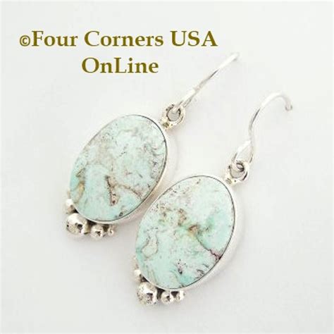 Dry Creek Turquoise Sterling Earrings Navajo Artisan Shirley Henry