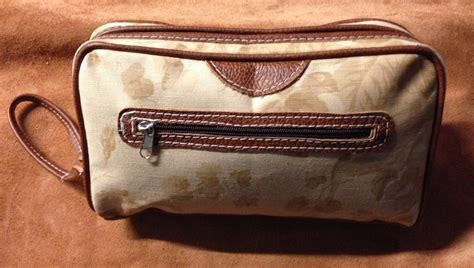 Hand Made Cosmetic Travel Wash Bag Beige Flower Italian Canvas And