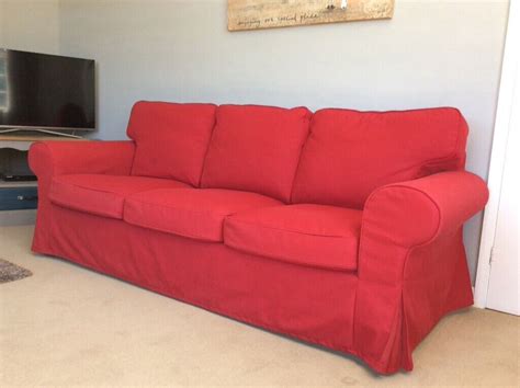 Rare Ikea ‘ektorp 3 Seater Sofa In Nordvalla Red In Melton Constable