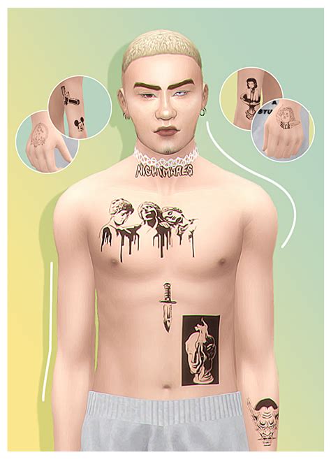 Tattoo Set Nightmares By Ymora ♥ The Sims 4 Skin Sims 4 Sims