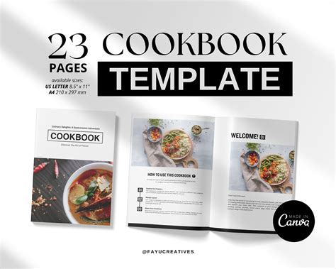 Cookbook Template Editable Recipe Book Template Minimalist Cookbook Template Canva Template
