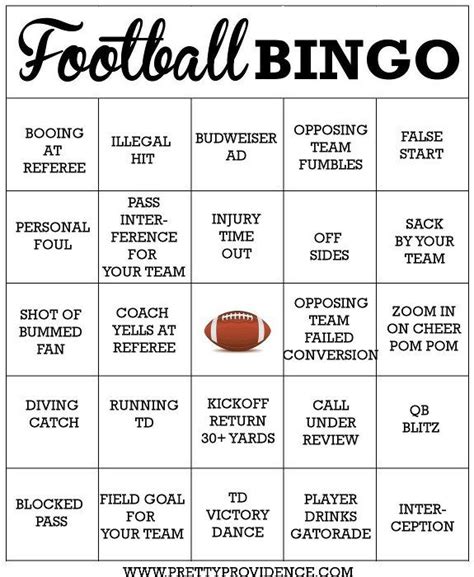 Free Printable Football Bingo Cards Porch Drinking